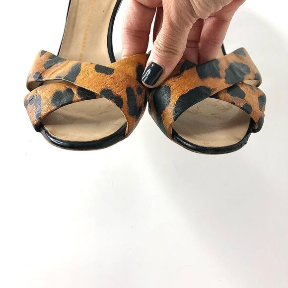 Giuseppe Zanotti Retro Vintage Animal Print Slip On Heeled Mules Sandals 36 - Picture 7 of 11